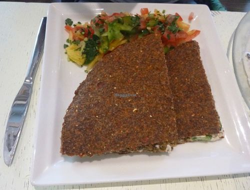 Raw bread "sandwich" at Botanique in Vilnius