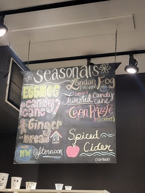 Seasonal Flavors. Vegan Options (Right Side) at Ice Cream Renaissance in Vancouver