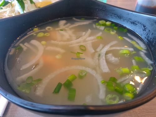Vegan shrimp pho at Pho Cafe Plus in Los Angeles