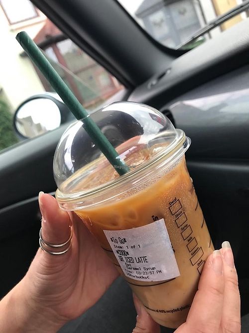 Oat milk iced coffee at Starbucks in Belvedere