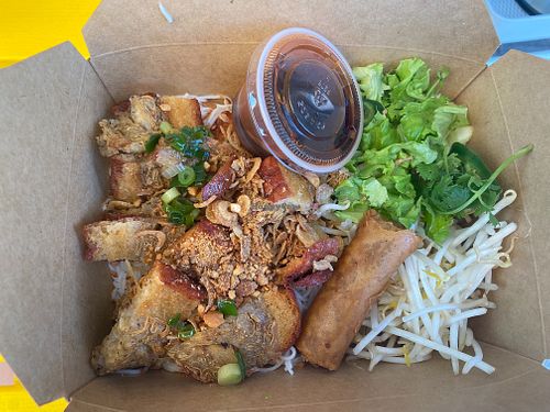 Vermicelli vegan pork belly bowl  at BahnMi Up in Portland