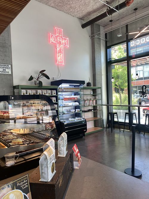 Ordering Line and Deli Items w/Oakland Sign  at Timeless Coffee - Webster in Oakland