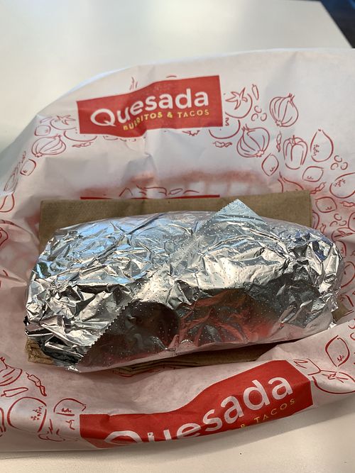 “Regular” size burrito, but they over larger ones!  at Quesada in Kirkland Lake