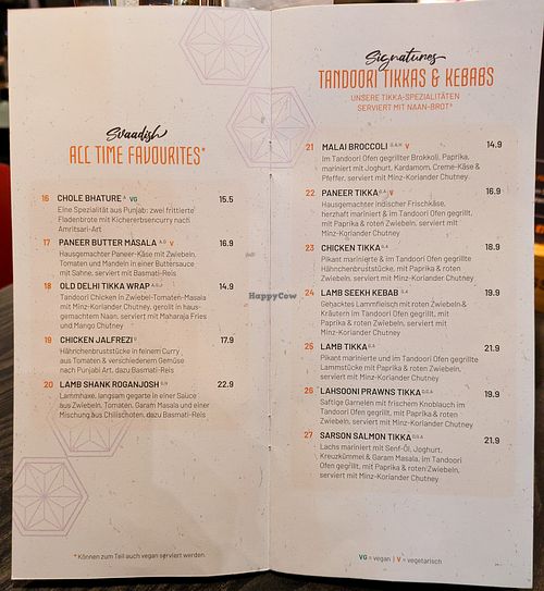 Menu page at SVAAdish at SVAAdish in Hamburg