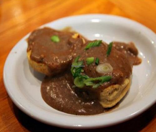 vegan biscuits and gravy from vita cafe at Cafe Gertrude in Portland