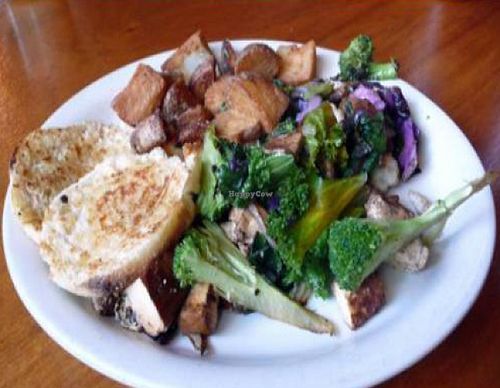 vita scramble: tofu, veggies, red onion, garlic and spinach at Cafe Gertrude in Portland