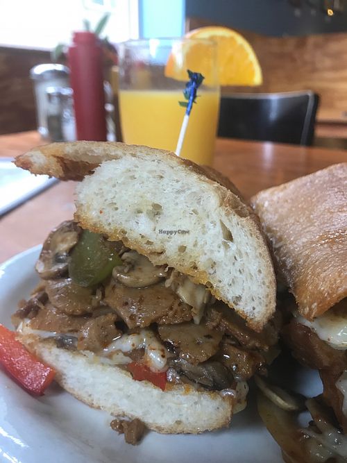 Seitan Cheese Steak with vegan cheese at Cafe Gertrude in Portland