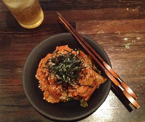 Soy meat and Kimichi at Aju in Osaka