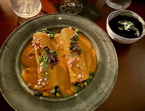 Vegan enchiladas   at Javier's in Los Angeles