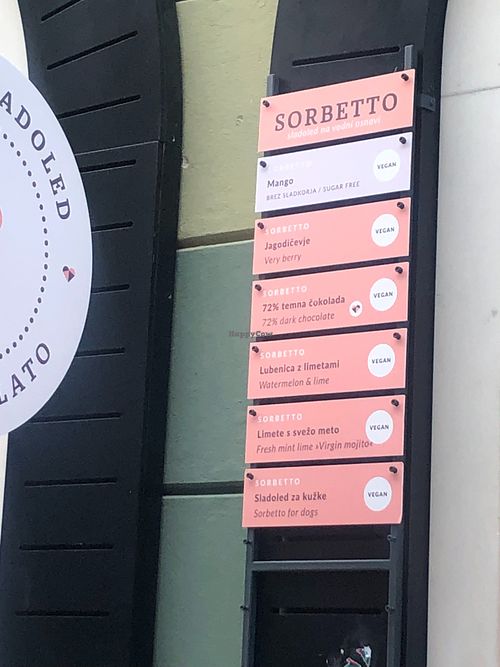 vegan ice cream offer at Gelateria Romantika 2 in Ljubljana