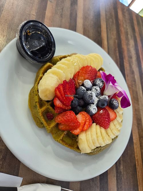 Vegan Waffle with fruit at Victory Caffe in Van Nuys