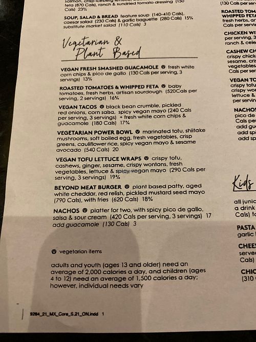 Plant based options.  at Moxie's in Toronto