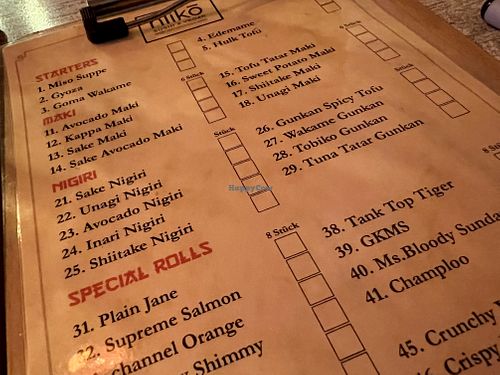 menu at Niiko Sushi x Vegan in Leipzig