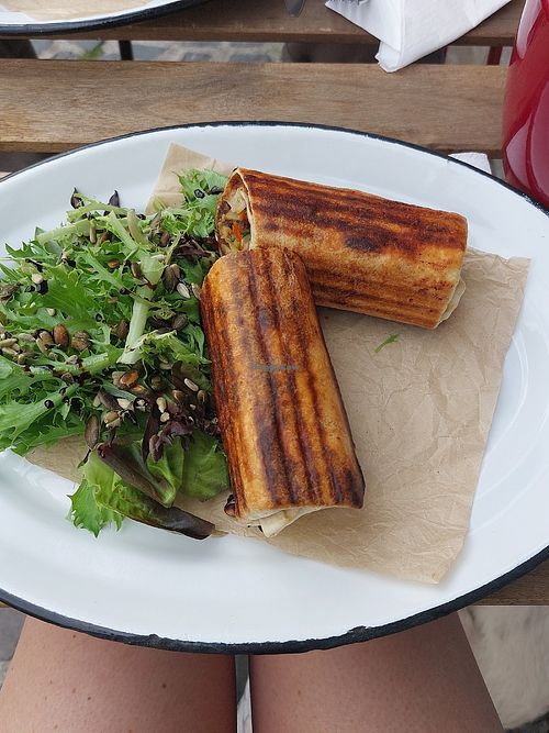 Vegan wrap. They had 3 vegan soups too that day. at Free Ride in Szentendre