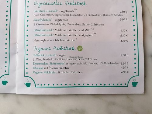 Vegan breakfast options at Café Vorndran in Schweinfurt