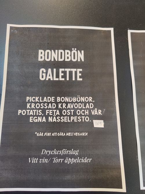 Menu  at Järvsö Creperie in Jaervsoe