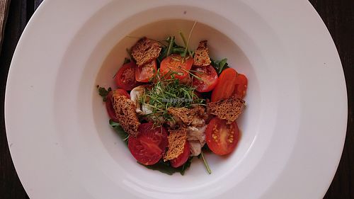 Cashew mozzarella with tomatoes at Place to V in Lenzen Elbe