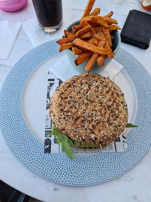 Vegan avocado burger at One Portomaso in St Julians