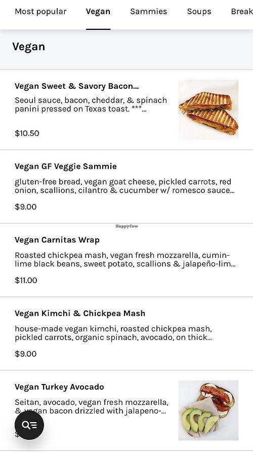 Vegan menu 1 at Wild Sage Coffee & Kitchen in Reading