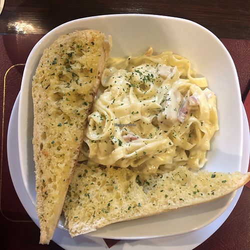 Chicken and bacon style carbonara at The Queen Inn in Cwmbran