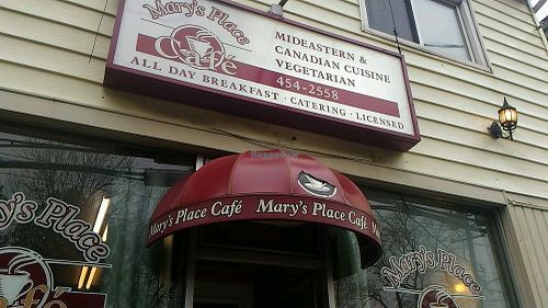 outside at Mary's Place Cafe in Halifax