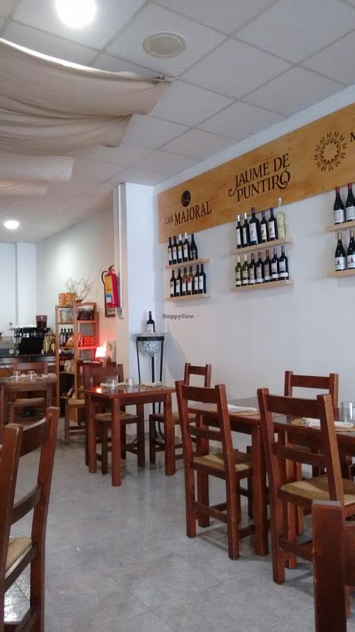 Interior with organic wines. at Es Ginebro in Mallorca