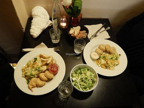 chickpea patties and veggies  at Dolce Vegan in Florence