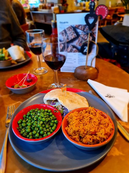 The Great Imitator Pitta, Spicy Rice and Macho Peas. at Nando's in Londonderry