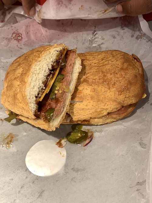 Limited edition high level BBQ rib sandwich with jalapeños  at SubVegan Sandwiches in Santa Ana