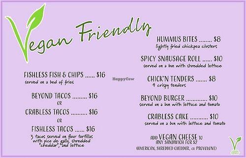 New separate vegan menu at Mug & Mallet in Ocean City