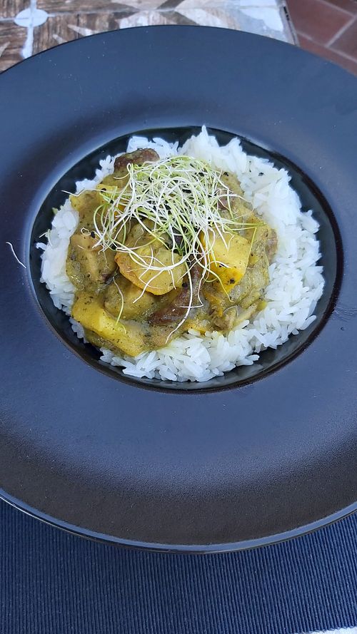 Wild mushroom with rice at Zsóka Fogadója in Szentantalfa