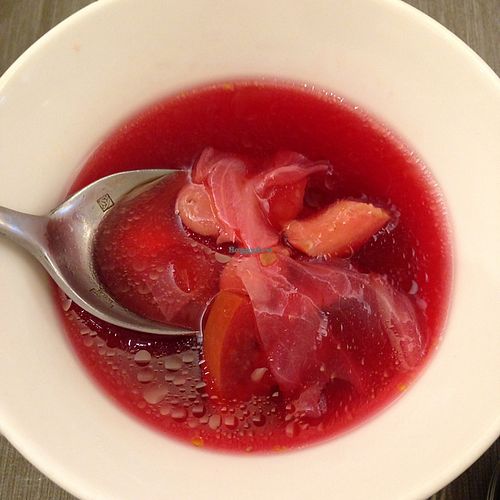 Beetroot soup at Green Vision in Taipei