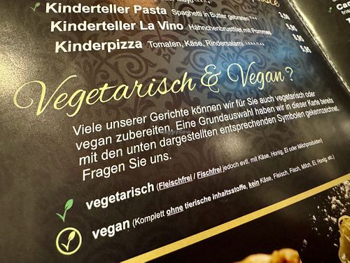 menu  at La Vino in Lingen