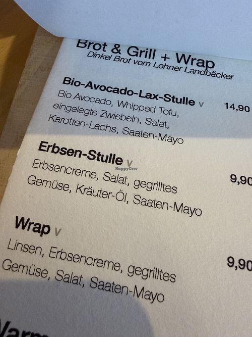 menu  at Café Aivilo in Lingen