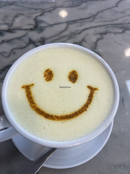 Golden milk latte. No honey    at Naked Cafe in Carlsbad