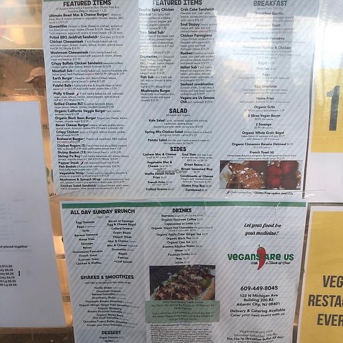 Menu  at Vegans Are Us in Atlantic City