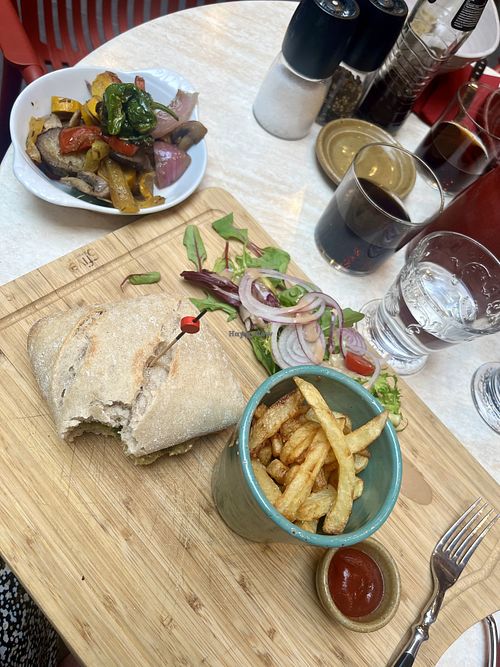 (Veganized) burger with veggies on the side   at Le Patio in Villefranche-de-conflent