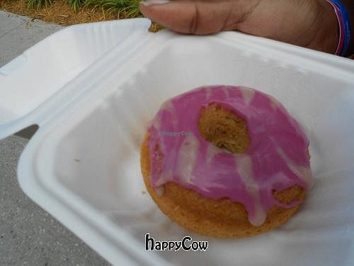 Vegan vanilla glazed donut from Babycakes in Downtown Disney World at BabyCakesNYC - Downtown Disney in Lake Buena Vista