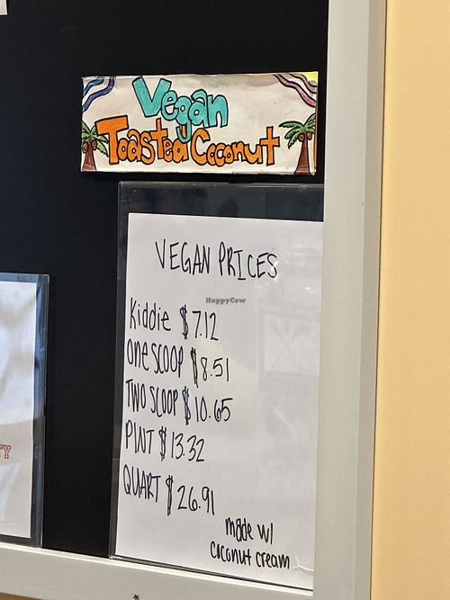 Separate vegan prices  at Emack & Bolio's Ice Cream in Chatham