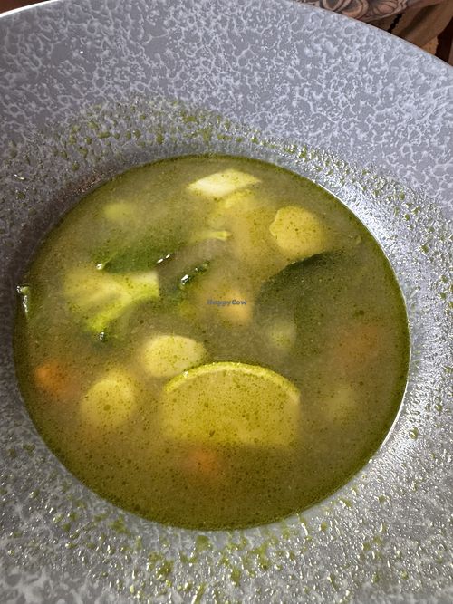 Thai soup  at Sportstübli at Sporthotel in Pontresina