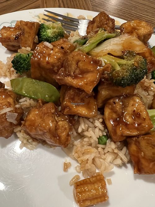 General tsaos bean curd with veggie fried rice  at Eat Rice in Kettering