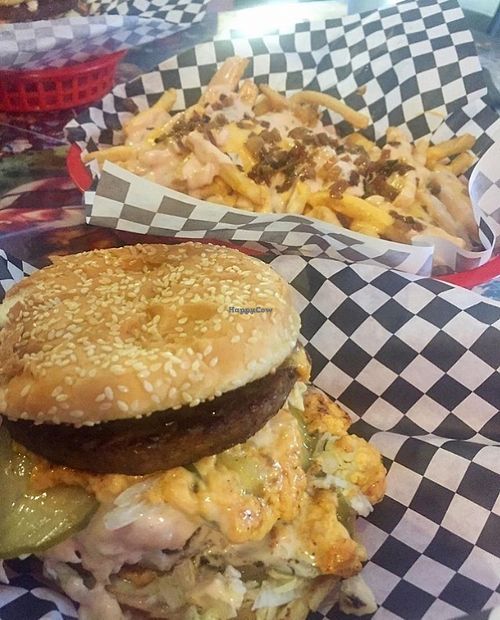Vegan Big Mac and some tasty Messy Fries (forgot hat they call it here) at Doomie's Home Cookin' in Hollywood