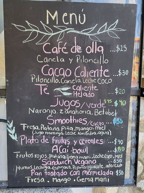 Menu at Flores & Colores in Sayulita