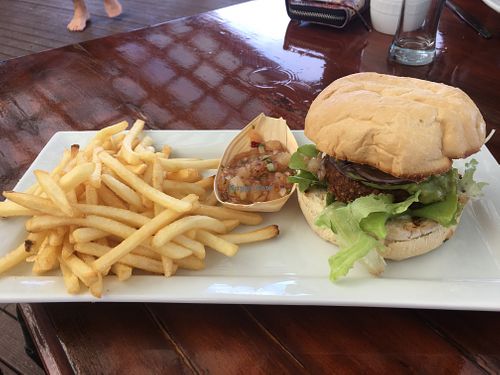 Vegan burger  at Captain Andy's Bar & Grill in Rarotonga