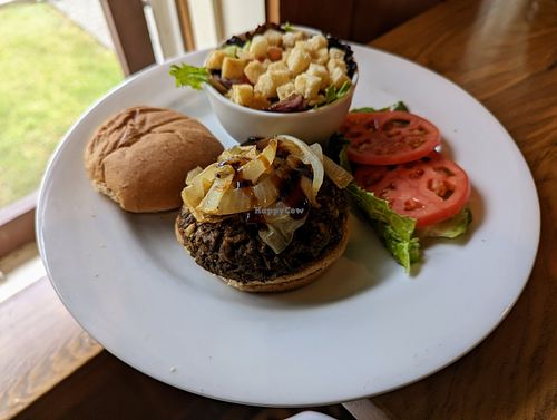 Montana Lentil Burger. at Swiss Lounge in Browning