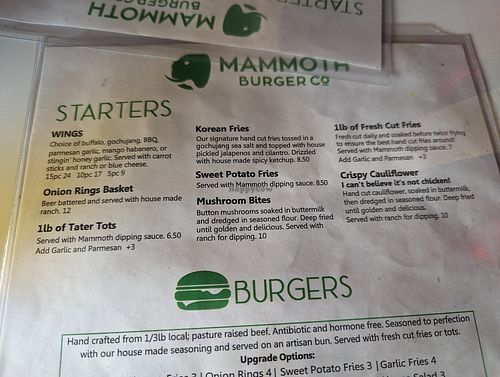 Some vegetarian options at Mammoth Burger Company in Stanwood