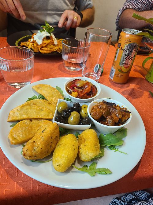 Antipasto spread at Taverna del Pavone in Monreale