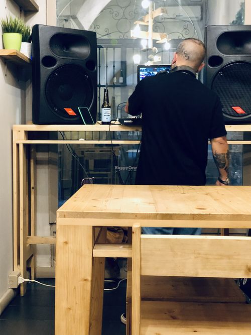 The DJ at Idem Con Patate in Turin