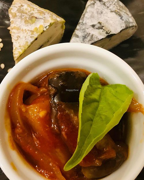 Homemade cheese and caponata   at Idem Con Patate in Turin