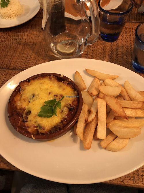 Vegan Sebzeli Guvec - the lovely staff made chips as the rice was not vegan  at The Greyhound at Bagby in Thirsk